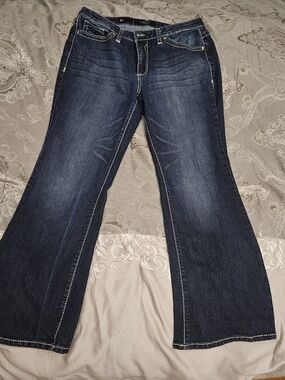 Nine West Dark Blue Bootcut Jeans with Contrast Stitching